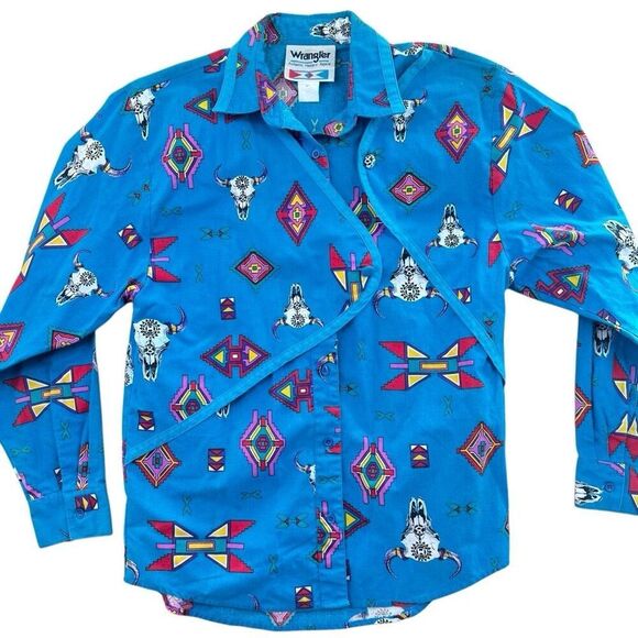 Wrangler Other - Vintage Wrangler Funky Bold Western Rodeo Aztec Print Shirt Size Medium Native
